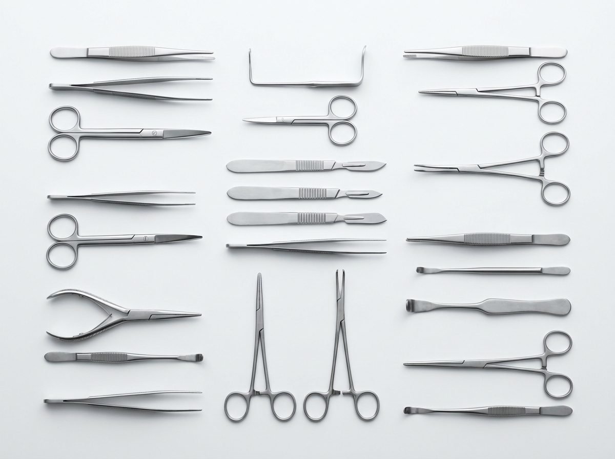 Stainless steel surgical instruments arranged for export